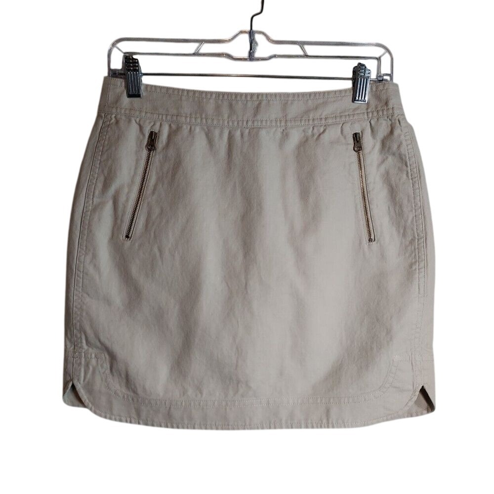 J.Crew Womens 2 Stone Cotton Linen Blend Mini Skirt Beige Preppy Coastal Neutral